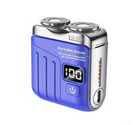 Rasoir électrique intelligent, double lame compacte, affichage numérique, rechargeable par USB, boîtier en polycarbonate ABS lavable, toilettage unisexe pour hommes et femmes, voyages d'affaires (bleu