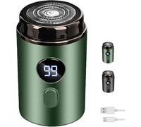 Rasoir électrique portable pour homme, abondant rasoir de poche étanche IPX7 avec écran LED, tondeuse multi-usage pour épilation de barbe, visage et corps en déplacement (vert)