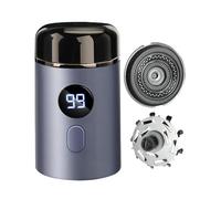 Rasoir électrique pour barbe et visage - Mini rasoir pour voiture, bureau, voyage avec câble USB - Bleu et tête de rasoir
