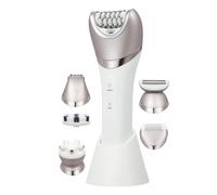 Rasoir électrique pour femme 6 en 1, tondeuse à poils faciaux et corporels avec brosse exfoliante et massage facial, USB rechargeable, IPX7, lavable