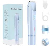 Rasoir Électrique pour Femme, Tondeuse Intime Double Tête Étanche Rechargeable, Rasage Doux pour Corps et Aisselles (Bleu)