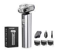 Rasoir électrique pour homme, moteur haute vitesse 10 000 tr/min, étanchéité IPX8, charge rapide USB, charge rapide et verrouillage de voyage, gris métallisé