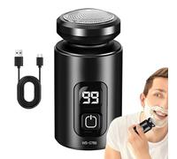 Rasoir électrique pour homme, sans fil, étanche à l'eau, pour rasage à sec et humide - Rasoir rotatif pour homme, pour maison, voiture, vacances, camping-car, salle de bain