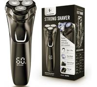 Rasoir électrique pour homme sans fil : rasoir rotatif humide/sec étanche - Charge rapide USB et soins de la peau sensible - Tondeuse pop-up et lames de précision