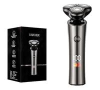Rasoir électrique pour homme sans fil : rasoir rotatif humide/sec IPX5 étanche - Charge rapide USB et soins de la peau sensible - Affichage LED