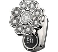 Rasoir électrique pour homme, utilisation humide et sec, charge rapide USB, étanchéité IPX7, têtes flexibles à double piste, couverture complète, avec brosse de nettoyage, pour tête et barbe