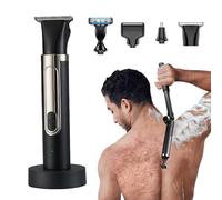 Rasoir électrique pour le dos pour homme, kit de toilettage 4 en 1 pour homme, tondeuse à poils avec poignée d'extension réglable, étanche, sans fil, USB, kit de toilettage pour parties privées, barbe