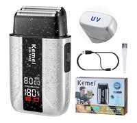 Rasoir électrique professionnel à grille KEMEI T402 pour hommes, étanche IPX7, avec écran LED, double rasoir électrique à 3 vitesses réglables