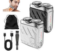 Rasoir électrique R-12 pour bagages, rasoir électrique rotatif portable à double anneau, entièrement étanche, rechargeable par USB, à un seul bouton, longue durée, rasoir en aluminium pour la maison