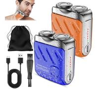 Rasoir électrique R-12 pour bagages, rasoir électrique rotatif portable à double anneau, entièrement étanche, rechargeable par USB, à un seul bouton, longue durée, rasoir en aluminium pour la maison