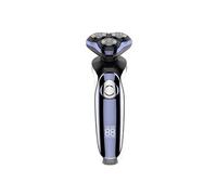 Rasoir Electrique Rechargeable avec Double Anneau Rotatif Usage à Sec ou Humide Noir / Bleu