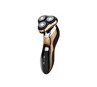 Rasoir Electrique Rechargeable avec Double Anneau Rotatif Usage à Sec ou Humide Noir / Or