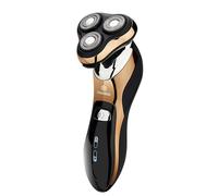 Rasoir Électrique Rechargeable, Double Anneau Rotatif Usage à Sec ou Humide/Or