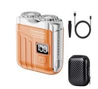 Rasoir électrique rotatif portable à double anneau avec étui de voyage, mini rasoir électrique à double tête pour homme, rasoir de poche rechargeable et étanche pour la maison, la voiture, les voyages