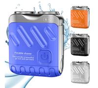 Rasoir électrique rotatif portable à double anneau, mini petit canon en acier 2025, rasoir électrique rotatif à double anneau pour homme, rechargeable par USB, un bouton, longue durée pour la maison