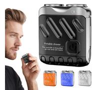 Rasoir électrique rotatif portable à double anneau, mini rasoir électrique rotatif à double anneau pour homme, rechargeable par USB, un seul bouton, longue durée, pour la maison et les voyages (noir)