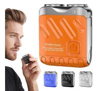 Rasoir électrique rotatif portable à double anneau, mini rasoir électrique rotatif à double anneau pour homme, rechargeable par USB, un seul bouton, longue durée, pour la maison et les voyages (orange