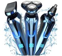 Rasoir électrique sans fil étanche IPX7 pour homme, rasage de 120 minutes avec tondeuse de précision, tondeuse à poils de nez, écran LED, verrouillage de voyage