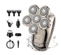 Rasoir Électrique Sejoy Homme 5 En 1 Kit 6 Têtes Chauve Tondeuse Barbe Cheveux Nez Et Oreilles Massage Brosse De Nettoyage Écran Led, Ipx7 Étanche