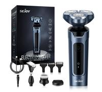Rasoir Électrique Sejoy Hommes 3d Flottante Rechargeable 5 En 1 Tondeuse Barbe & Nez, Brosse De Nettoyage De Visage, Ipx7 Étanche - Bleu