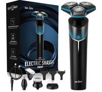 Rasoir électrique, triple lame, rasage humide/sec, rechargeable, bleu