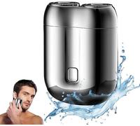 Rasoir Electriques Hommes,2025 Nouveau IPX7 Mini Résistant À L'eau Multifonctionnel Rasoir Électrique Pour Homme,Mini Dual-Head Electric Shaver,Wet & Dry Portabletondeuse Barbe Homme (Argent)