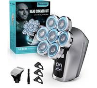 Rasoir Electriques Hommes, 3 en 1 Rasoirs à Têtes Rotatives, Écran LED, 7D Tondeuse à Barbe, Cheveux, IPX7 Étanche
