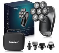 Rasoir Electriques Hommes,5 In 1 Rasoirs À Têtes Rotatives 7D Tondeuse À Barbe Ipx6 Étanche Rasoir À Tête Chauve Sec Et Humide Ras
