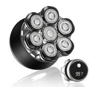 Rasoir Electriques Hommes, 7D Rasoir Tete Chauve Homme, Tête Magnétique Tondeuse Barbe Homme, Tondeuse à cheveux portable étanche sèche/humide, avec écran LED