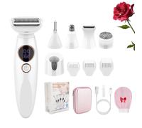 Rasoir Femme 5 En 1 Multifonction,Rasoir Femme 5 En 1 Avec Gant,Wet&Dry Rasoir Femme Electrique, Tondeuse Bikini 5en1 Étanche Ipx7, Pour Bikini, Aisselles, Jambes, Nez