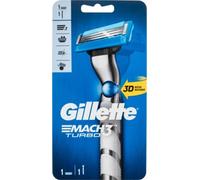 Gillette Mach3 Turbo Rasoir pour homme + 1 recharge de lame de rasoir, mouvement 3D pour s'adapter aux contours du visage, plus solide que les lames en acier, Lubrastrip amélioré