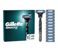 Rasoir - GILLETTE - Mach3 - 3 Lames - Manche En Acier Inoxydable - 12 Recharges