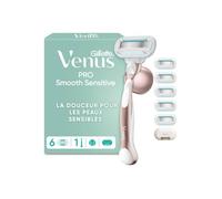 Gillette Venus Rasoir Femme Pro Smooth Sensitive, 6 Recharges, Rose