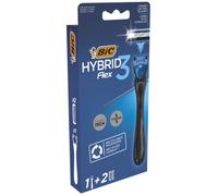 Rasoir homme jetable - BIC - Hybrid Flex 3 - 3 lames - 2 recharges - Manche ergonomique