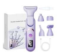Rasoir intime 5 en 1 pour femme, écran LCD, angle de 180 °, réglable, étanche, rechargeable, électrique, pour maillot, aisselles, jambes (violet)