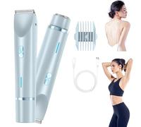 Rasoir intime double tête pour femme, rasoir électrique pour femme, rasoir à double tête, étanche IPX7, pour le visage, le corps, les jambes, les bras, le bikini (bleu)