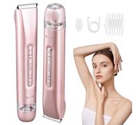 Rasoir intime pour femme, 2 en 1, double tête, électrique, humide/sec, pour femme, zone intime, IPX7, étanche, bikini tondeuse pour aisselles, bras, corps, visage