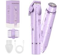 Rasoir intime pour femme, électrique, 2 en 1, rechargeable par USB-C, double tête pour visage, jambes, bras et bikini, étanche, utilisation humide et sèche, facile à nettoyer