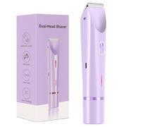 Rasoir intime pour femme - Rasoir électrique 2 en 1 pour femme avec peigne limite et lames en acier inoxydable - Tondeuse bikini sans fil pour visage, jambes, aisselles, humide/sec (violet)