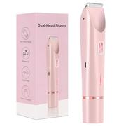 Rasoir intime pour femme - Rasoir électrique 2 en 1 pour femme avec peigne limite et lames en acier inoxydable - Tondeuse bikini sans fil pour visage, jambes, aisselles, humide/sec (rose)