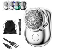 Rasoir Lureza, Mini-rasoir Lureza, Rasoir électrique portable Tlopa Mini-Shave, Rasoir puissant pour voyage, bureau, voyage d'affaires, avec brosse de nettoyage (Silver)