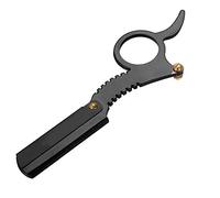 Rasoir manuel à lame droite pour homme, en acier inoxydable, pour épilation du visage, style vintage classique (noir)