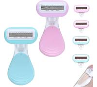 Rasoir manuel à manche court pour poils des aisselles et des jambes, rasoir réutilisable pour femme pour le rasage lisse des aisselles, des jambes, des bras et des lèvres, mini kit de rasage pour