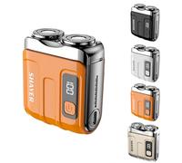 Rasoir Mazenzo R18 - Rasoir Electrique Portable Format Voyage, Tête de Rasoir Double Lame Flottante, Design Compact avec Coffret (Orange)