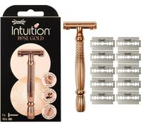 Rasoir pour femmes Intuition Rose Gold, rasoirs pour la routine de soin, pack contenant 1 manche de rasoir et 10 lames de rechange