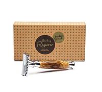 Rasoir/rasoir humide haut de gamme pour homme avec manche 100% bambou - soin de la barbe doux et lisse | rasoir rasoir avec lames interchangeables et tête de lame double face.