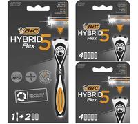 Rasoir rechargeable - BIC - Hybrid 5 Flex - 1 manche lesté - 10 recharges - Lames en titane