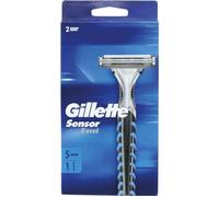 Rasoir rechargeable- Gillette- Sensor-2 Lames- 5 cartouches-Micro-lamelles souples et protectrices