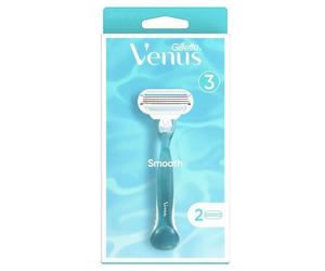 Rasoir Rechargeable - Venus - Smooth 3 Lames - 2 Cartouches - Sérum MoistureGlide - Peigne Micro Fine