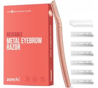 Rasoir Sourcil - Rasoir Visage Femme - Dermaplaning Visage - Rasoir À Sourcils Avec 6 Lame - Or Rose